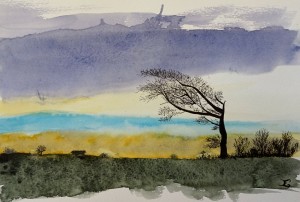 Elise paysage aquarelle et feutre 10-2017              